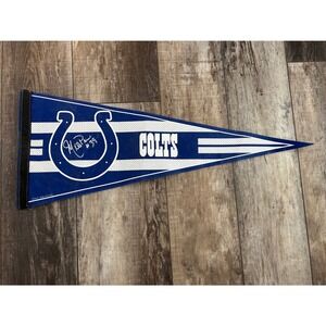 Indianapolis Colts Signed Pennant Mike Prior 39 WinCraft Blue White NFL Vintage